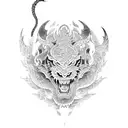 Dragon and Tiger in a traditional Korean art style tattoo design idea