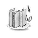 A stack of books with musical notes floating out of them tattoo design idea