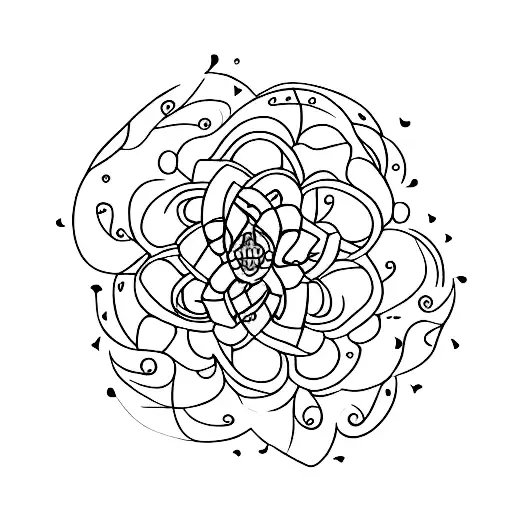 A minimalist tattoo of a valerian flower with musical notes as the petals tattoo design idea