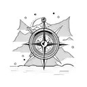  compass , sea , mountains , anchor , boat , backpack , plane , trees , sun  tattoo design idea
