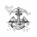  , sea , mountains , anchor , boat , backpack , plane , trees , sun  tattoo design idea