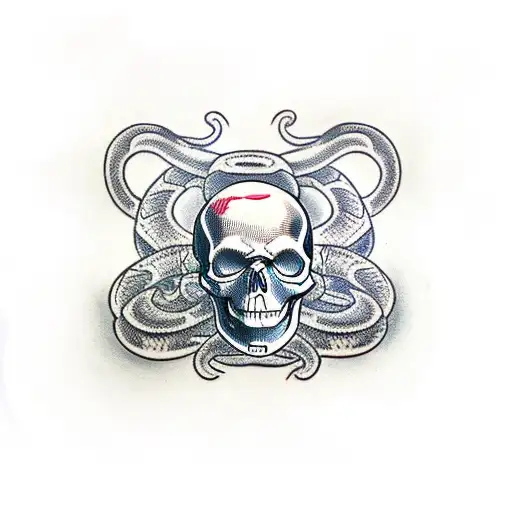skull and snakes  tattoo design idea