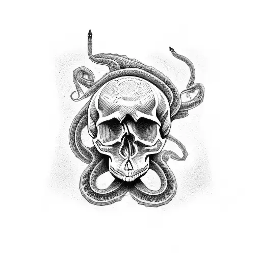 skull and snakes  tattoo design idea