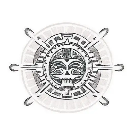 traditional mexican aztec face  tattoo design idea