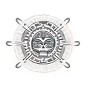 traditional mexican aztec face  tattoo design idea