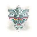 traditional mexican aztec face  tattoo design idea