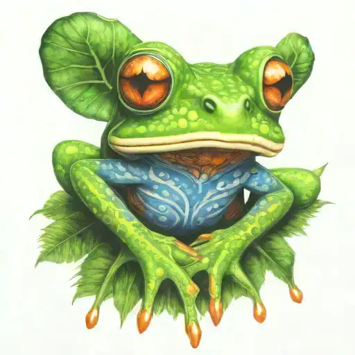 amazon jungle kambo frog shaman psychedelic fractal tattoo design idea
