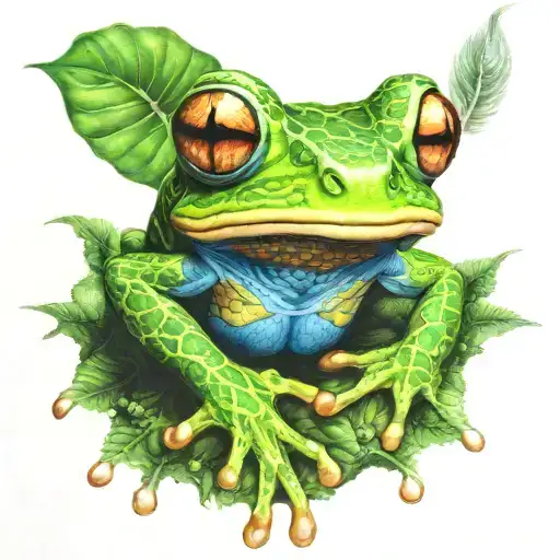 amazon jungle kambo frog shaman psychedelic fractal tattoo design idea