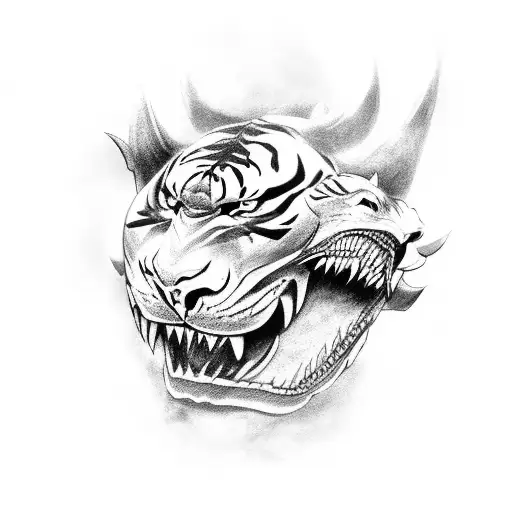 dragon fighting a tiger  tattoo design idea