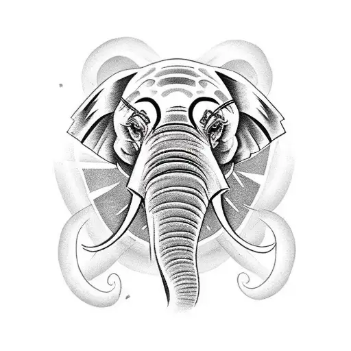 left side elephant face right side bear face tattoo design idea