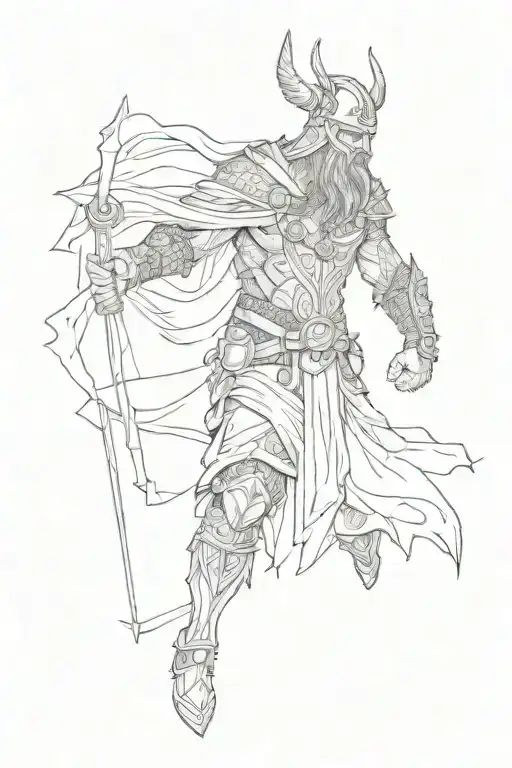 viking odin raven broken man becoming a warrior through his pain tattoo design idea