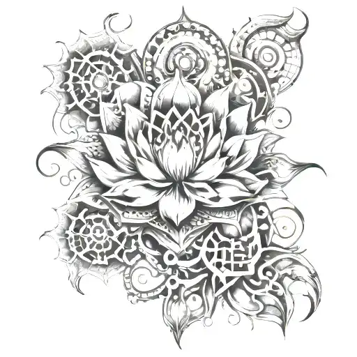 Hindu lotus tattoo design idea