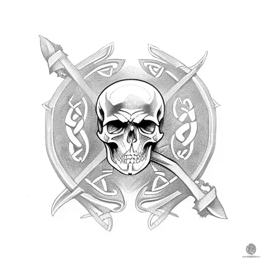 celtic design with shading and skulls tattoo design idea