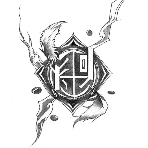 Create a tattoo sketch that contains these particular symbols from the Korean Boyband BTS or Bangtan Seonyonda tattoo design idea