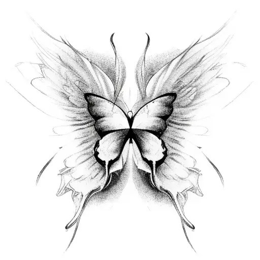 half angel half butterfly  tattoo design idea