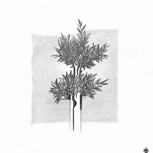 thigh tattoo of olive tree and keffiyeh around it  tattoo design idea