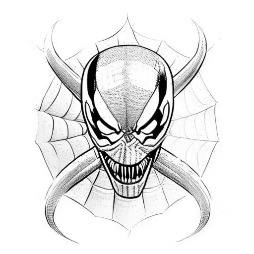 Marvel Venom with webs tattoo design idea