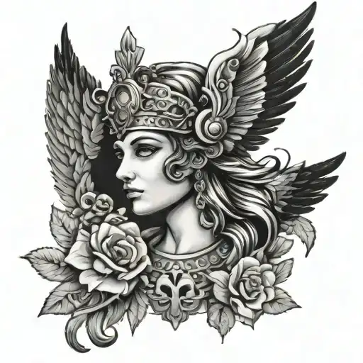 feminine goddess Athena tattoo design idea