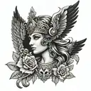 feminine goddess Athena tattoo design idea