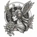 feminine goddess Athena tattoo design idea