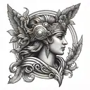 feminine goddess Athena tattoo design idea