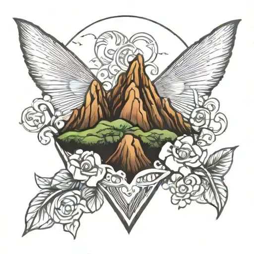 st Lucia piton mountains tattoo design idea