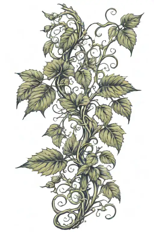 a vertical tattoo of vines. telling a story from a little girl growing up wild in the country to a teen running around tattoo design idea