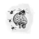 bee hive brain tattoo design idea
