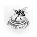 bee hive head tattoo design idea
