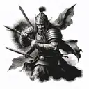 Combine elements of ancient warriors from different cultures into a unique and powerful design tattoo design idea
