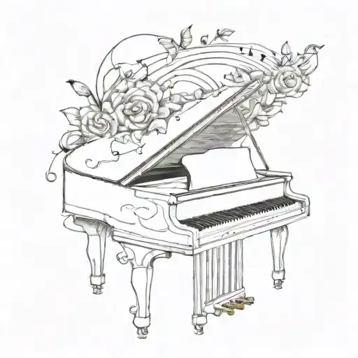 A tattoo design combining a piano and a guitar in a unique way tattoo design idea