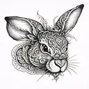 Bunny looking straight forward with a bent ear  tattoo design idea