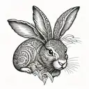 Bunny looking straight forward with a bent ear  tattoo design idea