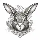 Bunny looking straight forward with a bent ear  tattoo design idea