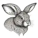 Bunny looking straight forward with a bent ear  tattoo design idea