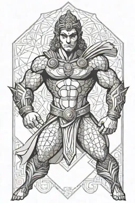 hanuman as superman with gada tattoo design idea