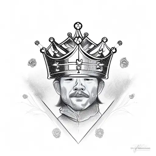 King's Crown with roses and money tattoo design idea