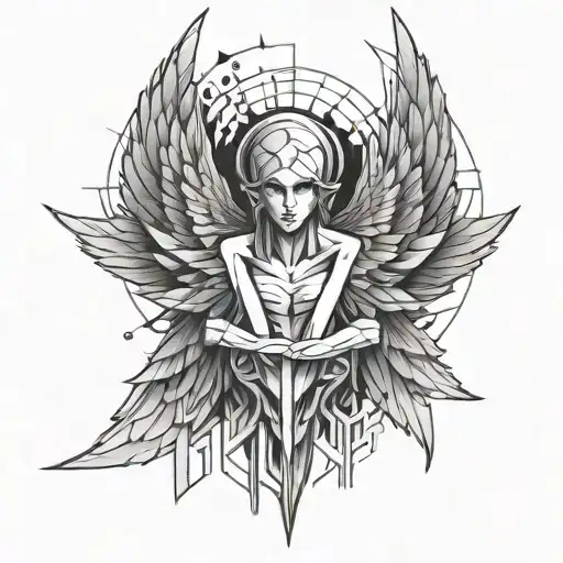 psychopathic angel tattoo design idea