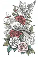Dove and rose  tattoo design idea