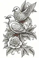 Dove and rose  tattoo design idea