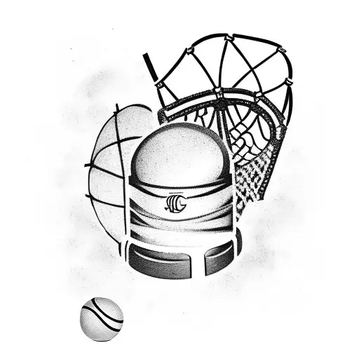 Design a tattoo featuring a baseball and basketball crossed with the Liberty Bell in the background tattoo design idea