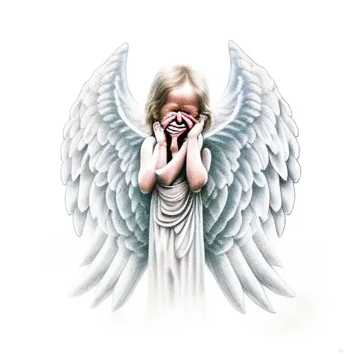 crying angel tattoo design idea