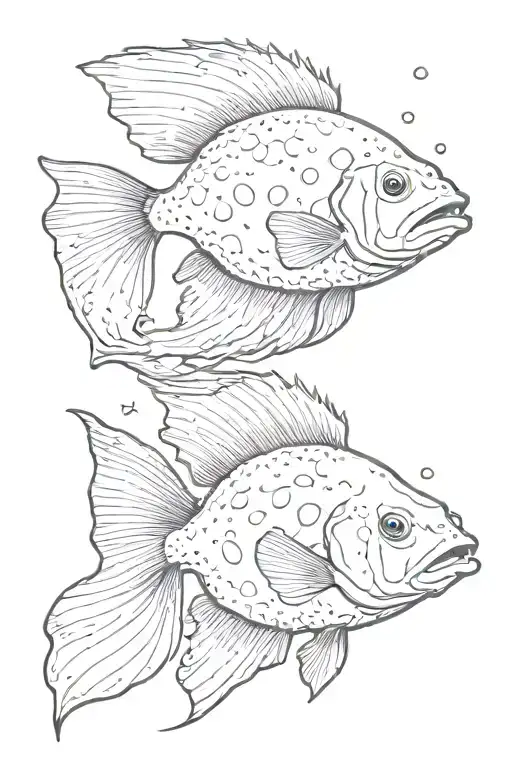 iris water bass fish dots tattoo design idea