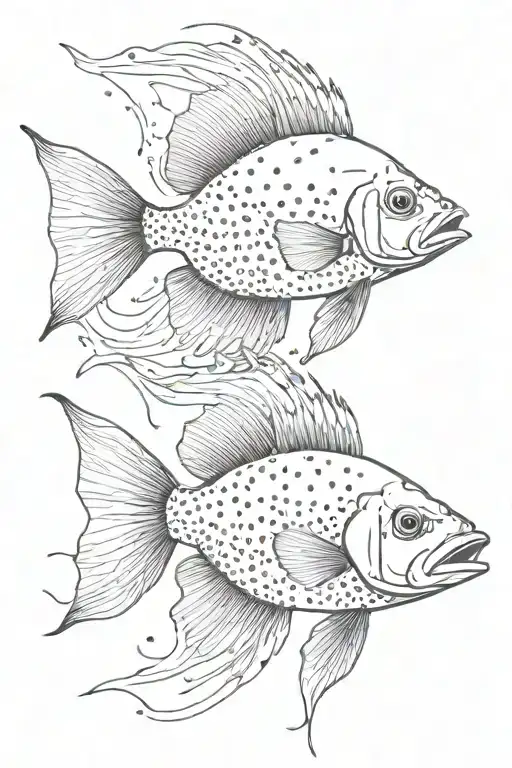 iris water bass fish dots tattoo design idea