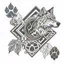 A geometric design incorporating coffee beans and wolf paw prints tattoo design idea