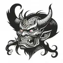 japanese demon face tattoo design idea