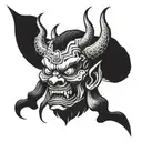 japanese demon face tattoo design idea