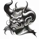 japanese demon face tattoo design idea
