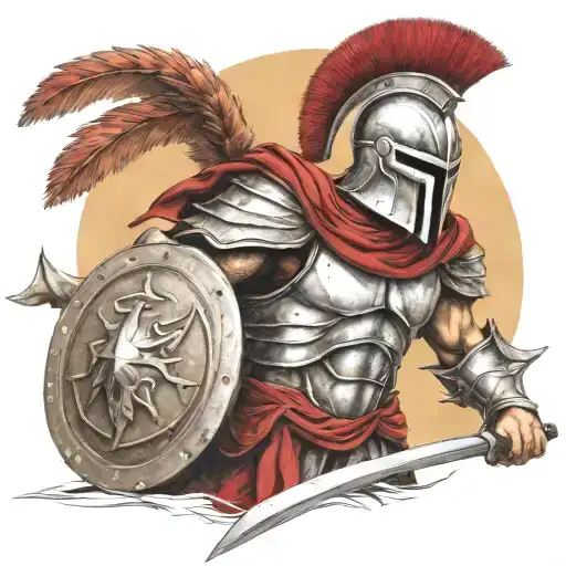 spartan in full armor tattoo design idea