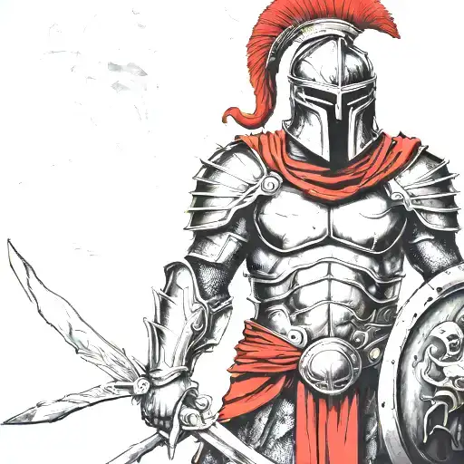 spartan in full armor tattoo design idea